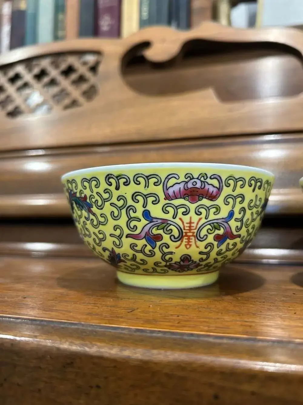 3 Chinese Famille Rose Yellow Porcelain Bowls